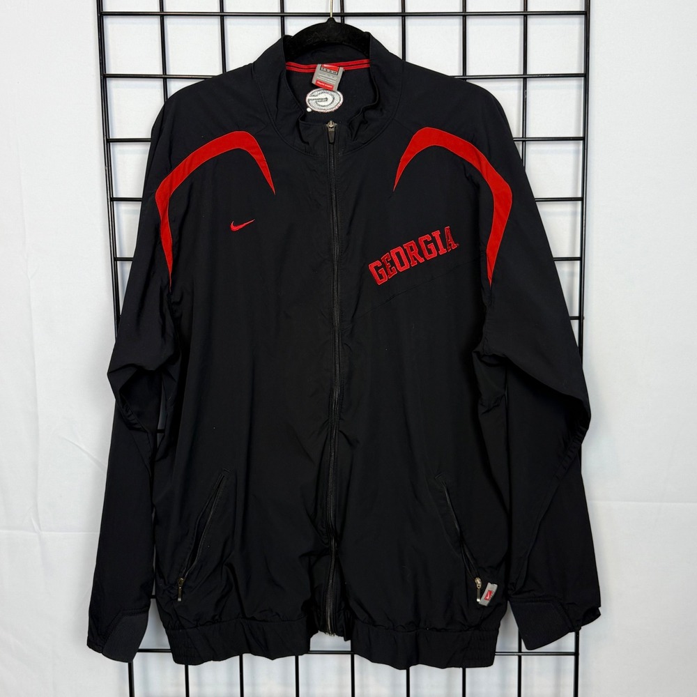 Vintage Nike Fit Storm‎ Georgia Bulldogs Windbreaker Jacket Mens XL UGA Black
